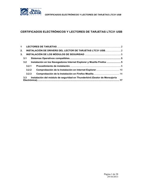 Certificados Electrónicos y Lectores de Tarjetas LTC31 USB